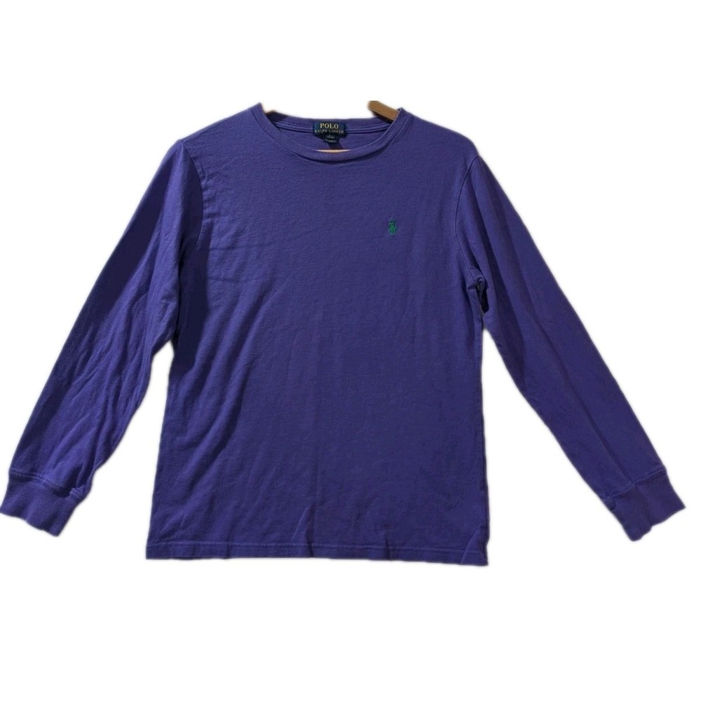 Polo Ralph Lauren Y2K Long Sleeve T Shirt Purple Green Pony Youth‎ L
